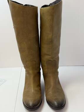 Sam Edelman Women's Tall Riding Boots Tan Burnished Leather Back Zip Size 8.5